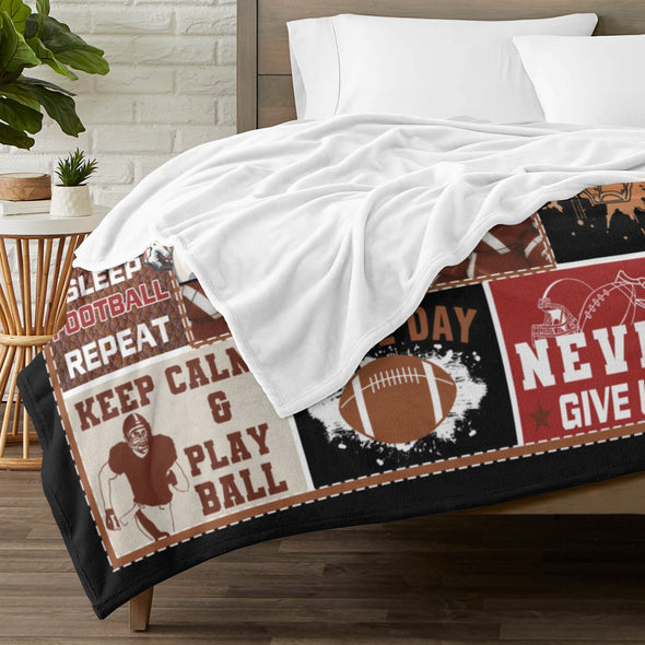 Football Pattern Blanket Fleece Throw Blanket Super Soft Warm Gifts for Baby Girls Boys Kids Mom Grandma Room Decor