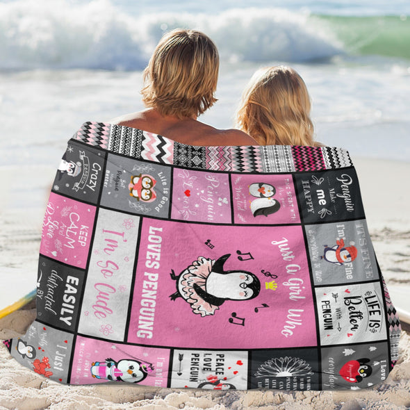 Penguin Blanket Fleece Throw Blanket Super Soft Warm Gifts for Baby Girls Boys Kids Mom Grandma Room Decor