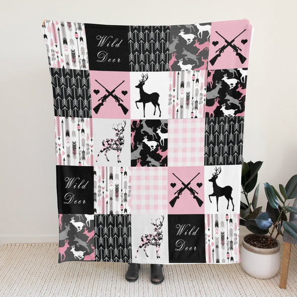 Deer Pattern Blanket Fleece Throw Blanket Super Soft Warm Gifts for Baby Girls Boys Kids Mom Grandma Room Decor