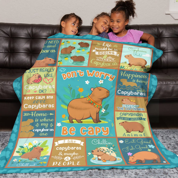 Capybara Pattern Blanket Fleece Throw Blanket Super Soft Warm Gifts for Baby Girls Boys Kids Mom Grandma Room Decor