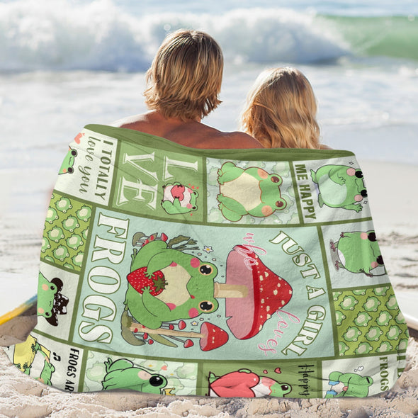 Frog Pattern Blanket Fleece Throw Blanket Super Soft Warm Gifts for Baby Girls Boys Kids Mom Grandma Room Decor