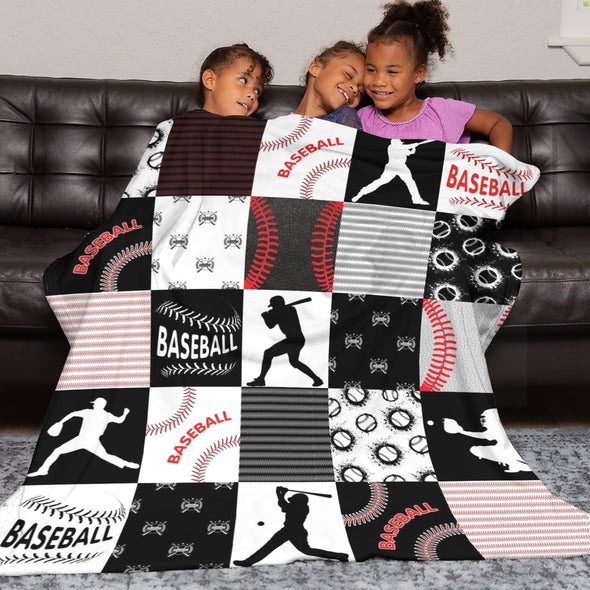 Baseball Pattern Blanket Fleece Throw Blanket Super Soft Warm Gifts for Baby Girls Boys Kids Mom Grandma Room Decor