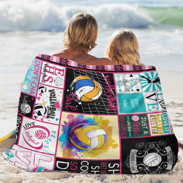 Volleyball Pattern Blanket Fleece Throw Blanket Super Soft Warm Gifts for Baby Girls Boys Kids Mom Grandma Room Decor