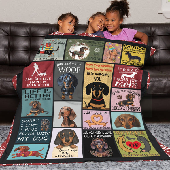 Dachshund Pattern Blanket Fleece Throw Blanket Super Soft Warm Gifts for Baby Girls Boys Kids Mom Grandma Room Decor