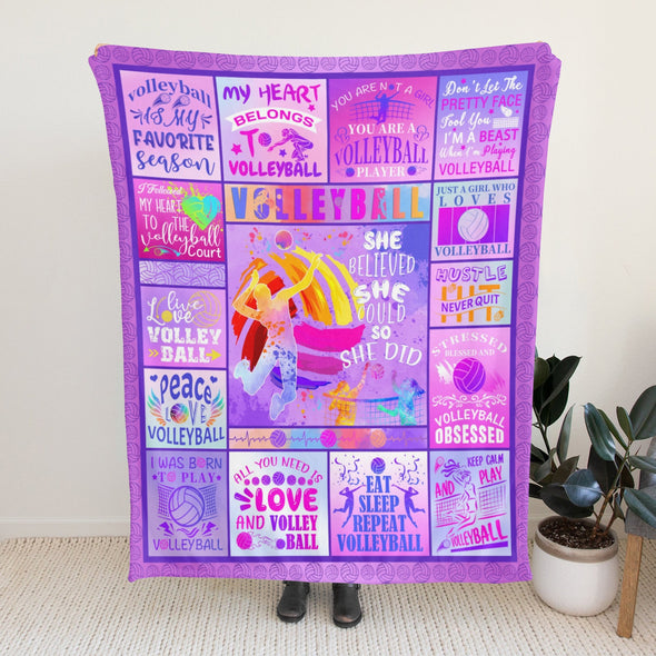 Volleyball Pattern Blanket Fleece Throw Blanket Super Soft Warm Gifts for Baby Girls Boys Kids Mom Grandma Room Decor