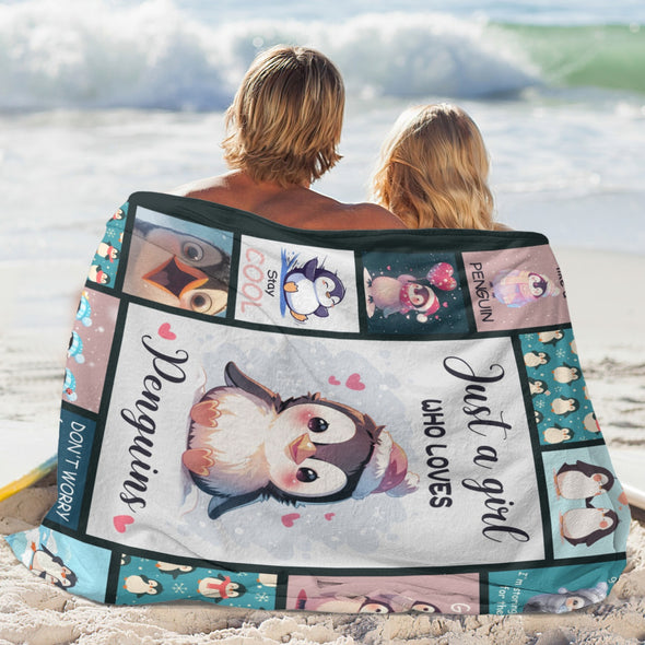 Penguin Blanket Fleece Throw Blanket Super Soft Warm Gifts for Baby Girls Boys Kids Mom Grandma Room Decor