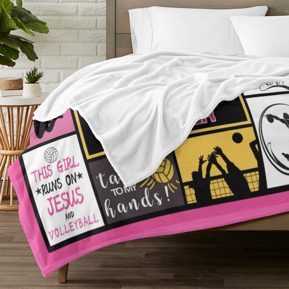 Volleyball Pattern Blanket Fleece Throw Blanket Super Soft Warm Gifts for Baby Girls Boys Kids Mom Grandma Room Decor