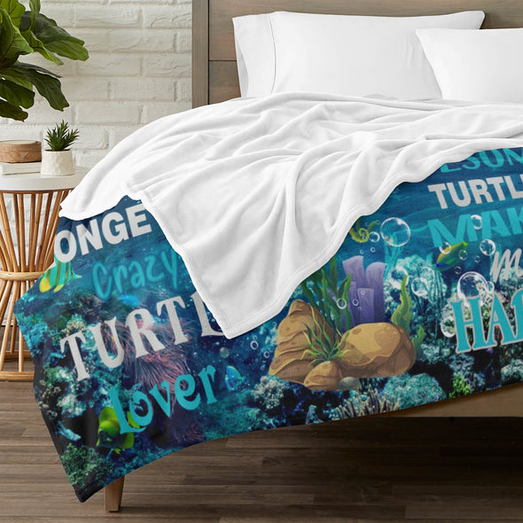 Turtle Pattern Blanket Fleece Throw Blanket Super Soft Warm Gifts for Baby Girls Boys Kids Mom Grandma Room Decor