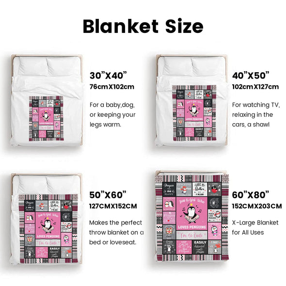 Penguin Blanket Fleece Throw Blanket Super Soft Warm Gifts for Baby Girls Boys Kids Mom Grandma Room Decor