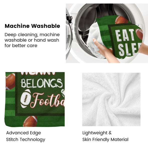 Football Pattern Blanket Fleece Throw Blanket Super Soft Warm Gifts for Baby Girls Boys Kids Mom Grandma Room Decor