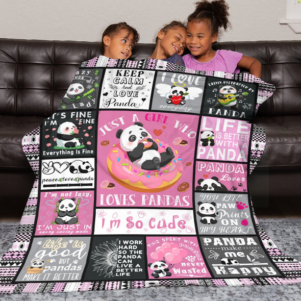 Panda Pattern Blanket Fleece Throw Blanket Super Soft Warm Gifts for Baby Girls Boys Kids Mom Grandma Room Decor