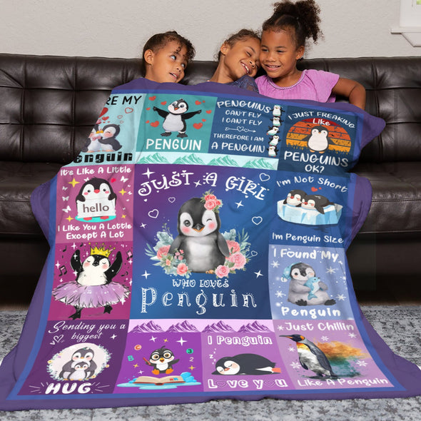 Penguin Blanket Fleece Throw Blanket Super Soft Warm Gifts for Baby Girls Boys Kids Mom Grandma Room Decor
