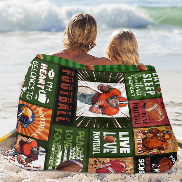 Football Pattern Blanket Fleece Throw Blanket Super Soft Warm Gifts for Baby Girls Boys Kids Mom Grandma Room Decor