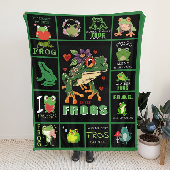 Frog Pattern Blanket Fleece Throw Blanket Super Soft Warm Gifts for Baby Girls Boys Kids Mom Grandma Room Decor