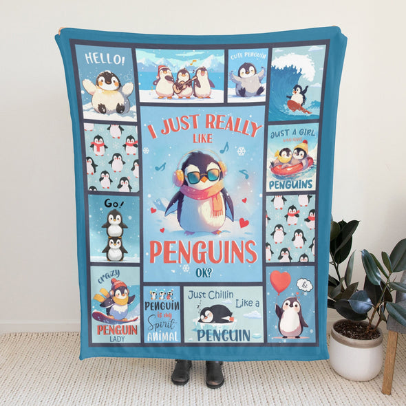 Penguin Blanket Fleece Throw Blanket Super Soft Warm Gifts for Baby Girls Boys Kids Mom Grandma Room Decor