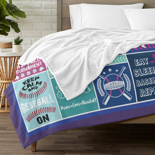 Baseball Pattern Blanket Fleece Throw Blanket Super Soft Warm Gifts for Baby Girls Boys Kids Mom Grandma Room Decor