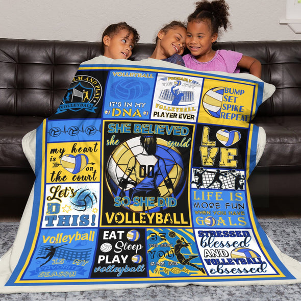 Volleyball Pattern Blanket Fleece Throw Blanket Super Soft Warm Gifts for Baby Girls Boys Kids Mom Grandma Room Decor