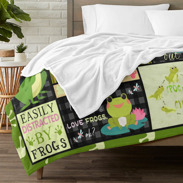 Frog Pattern Blanket Fleece Throw Blanket Super Soft Warm Gifts for Baby Girls Boys Kids Mom Grandma Room Decor