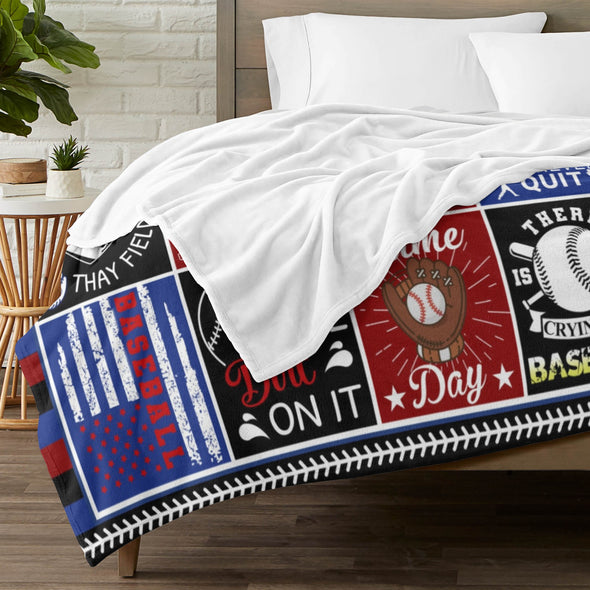 Baseball Pattern Blanket Fleece Throw Blanket Super Soft Warm Gifts for Baby Girls Boys Kids Mom Grandma Room Decor