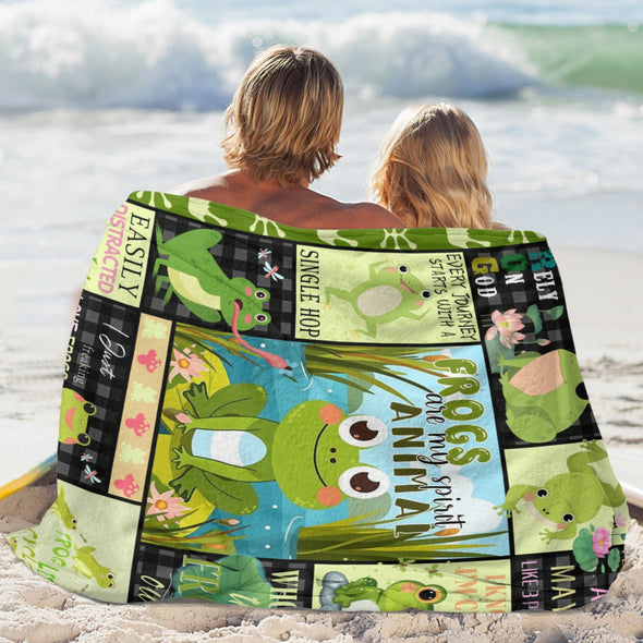 Frog Pattern Blanket Fleece Throw Blanket Super Soft Warm Gifts for Baby Girls Boys Kids Mom Grandma Room Decor