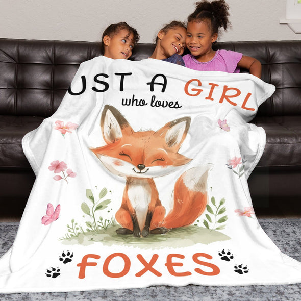 Fox Pattern Blanket Fleece Throw Blanket Super Soft Warm Gifts for Baby Girls Boys Kids Mom Grandma Room Decor