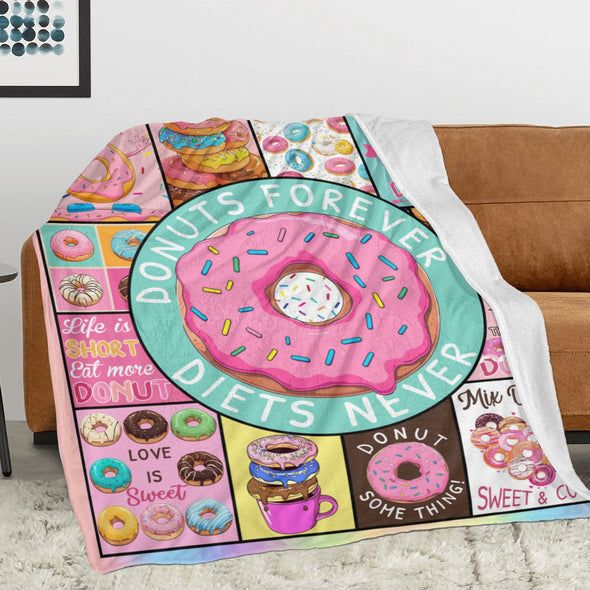 Donut Pattern Blanket Fleece Throw Blanket Super Soft Warm Gifts for Baby Girls Boys Kids Mom Grandma Room Decor