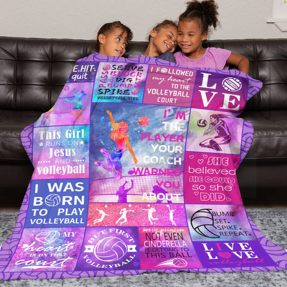 Volleyball Pattern Blanket Fleece Throw Blanket Super Soft Warm Gifts for Baby Girls Boys Kids Mom Grandma Room Decor