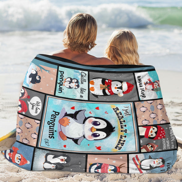 Penguin Blanket Fleece Throw Blanket Super Soft Warm Gifts for Baby Girls Boys Kids Mom Grandma Room Decor