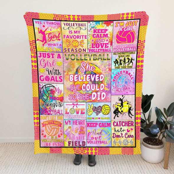 Volleyball Pattern Blanket Fleece Throw Blanket Super Soft Warm Gifts for Baby Girls Boys Kids Mom Grandma Room Decor