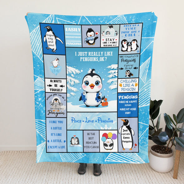 Penguin Blanket Fleece Throw Blanket Super Soft Warm Gifts for Baby Girls Boys Kids Mom Grandma Room Decor