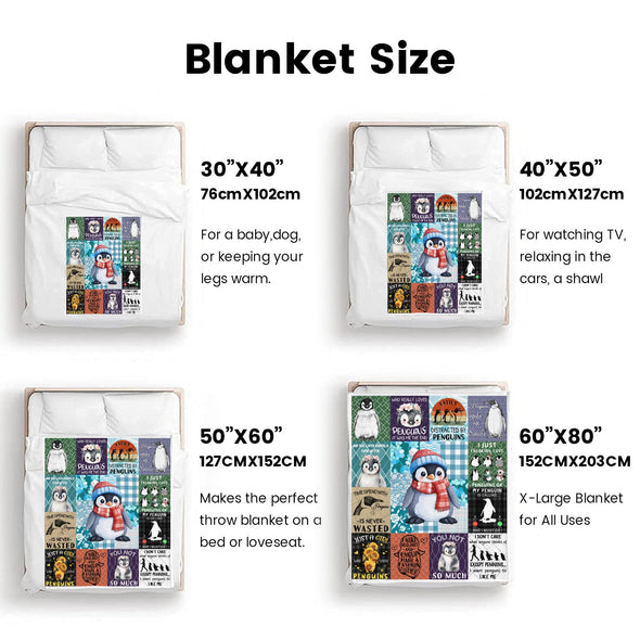 Penguin Blanket Fleece Throw Blanket Super Soft Warm Gifts for Baby Girls Boys Kids Mom Grandma Room Decor