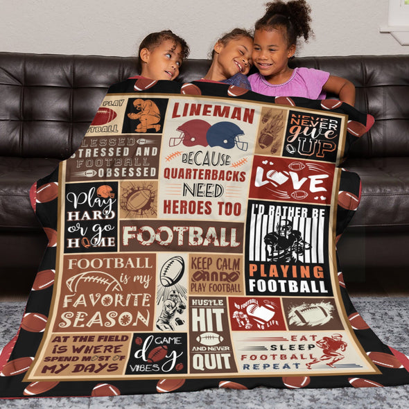 Football Pattern Blanket Fleece Throw Blanket Super Soft Warm Gifts for Baby Girls Boys Kids Mom Grandma Room Decor