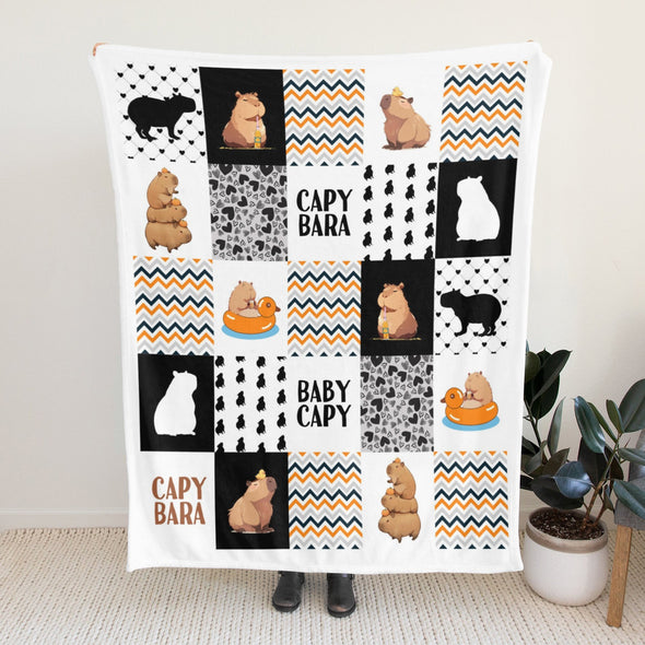 Capybara Pattern Blanket Fleece Throw Blanket Super Soft Warm Gifts for Baby Girls Boys Kids Mom Grandma Room Decor