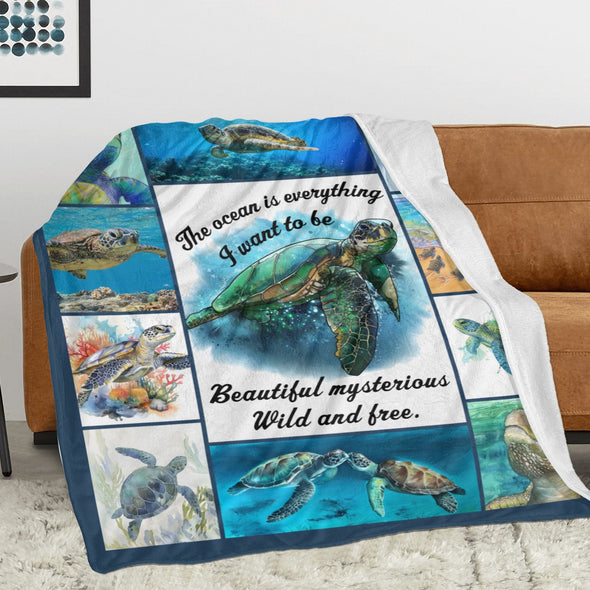 Turtle Pattern Blanket Fleece Throw Blanket Super Soft Warm Gifts for Baby Girls Boys Kids Mom Grandma Room Decor