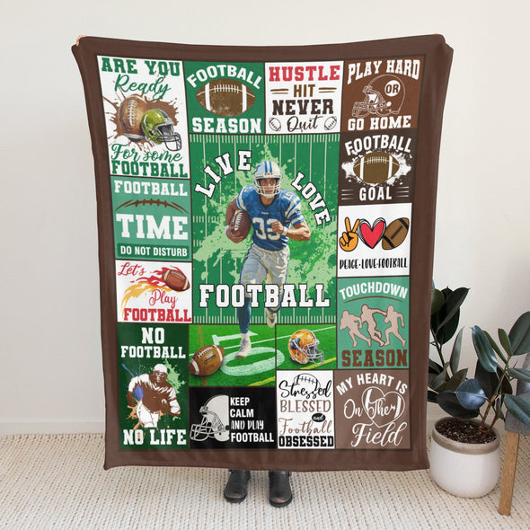 Football Pattern Blanket Fleece Throw Blanket Super Soft Warm Gifts for Baby Girls Boys Kids Mom Grandma Room Decor