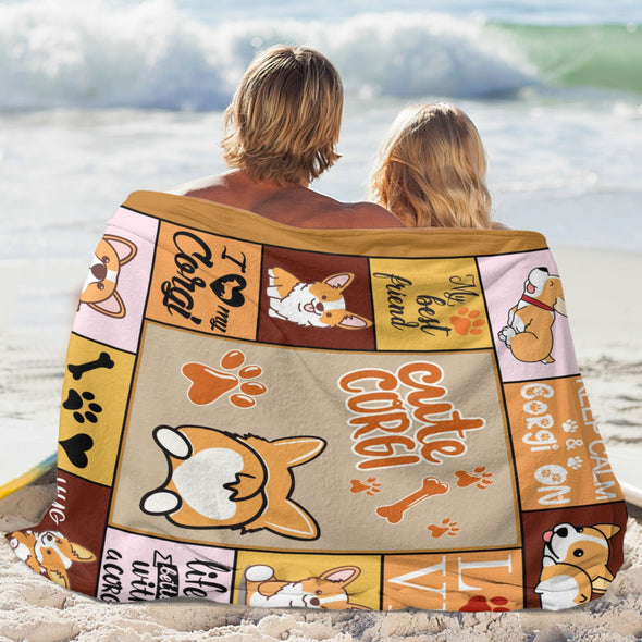 Corgi Blanket Fleece Throw Blanket Super Soft Warm Gifts for Baby Girls Boys Kids Mom Grandma Room Decor