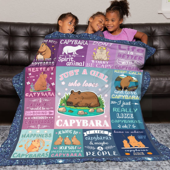 Capybara Pattern Blanket Fleece Throw Blanket Super Soft Warm Gifts for Baby Girls Boys Kids Mom Grandma Room Decor