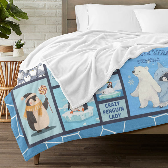 Penguin Blanket Fleece Throw Blanket Super Soft Warm Gifts for Baby Girls Boys Kids Mom Grandma Room Decor