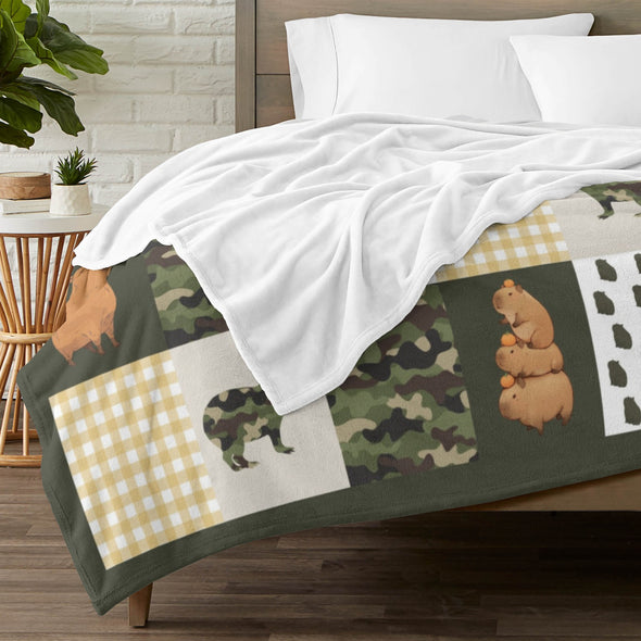 Capybara Pattern Blanket Fleece Throw Blanket Super Soft Warm Gifts for Baby Girls Boys Kids Mom Grandma Room Decor