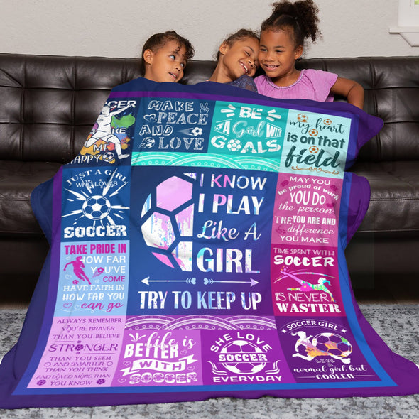 Soccer Blanket, Soccer Sports Themed Throw, Soft Nap Throw Blanket for Home Boys Girls Women Men Soccer Lovers Gifts