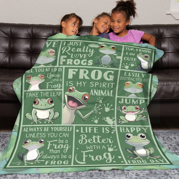 Frog Pattern Blanket Fleece Throw Blanket Super Soft Warm Gifts for Baby Girls Boys Kids Mom Grandma Room Decor