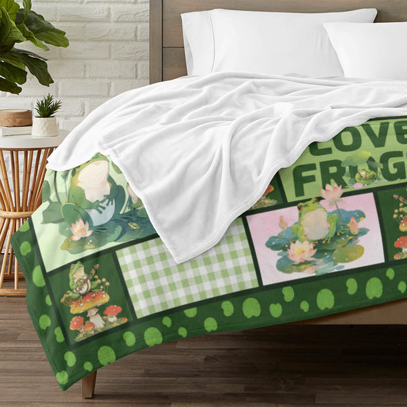 Frog Pattern Blanket Fleece Throw Blanket Super Soft Warm Gifts for Baby Girls Boys Kids Mom Grandma Room Decor