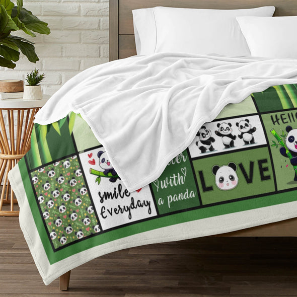 Panda Pattern Blanket Fleece Throw Blanket Super Soft Warm Gifts for Baby Girls Boys Kids Mom Grandma Room Decor