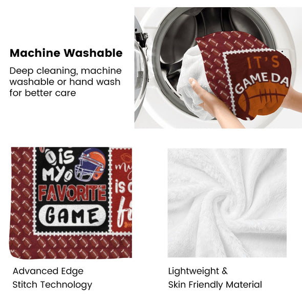 Football Pattern Blanket Fleece Throw Blanket Super Soft Warm Gifts for Baby Girls Boys Kids Mom Grandma Room Decor