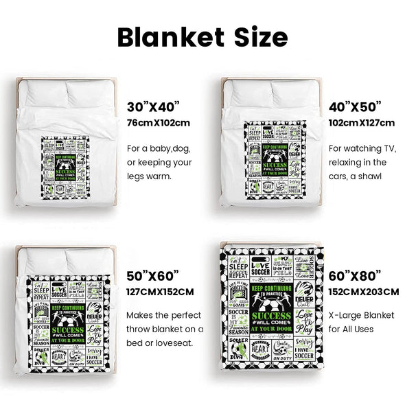 Soccer Blanket, Soccer Sports Themed Throw, Soft Nap Throw Blanket for Home Boys Girls Women Men Soccer Lovers Gifts