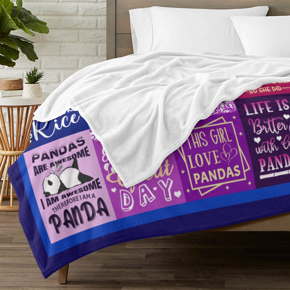 Panda Pattern Blanket Fleece Throw Blanket Super Soft Warm Gifts for Baby Girls Boys Kids Mom Grandma Room Decor
