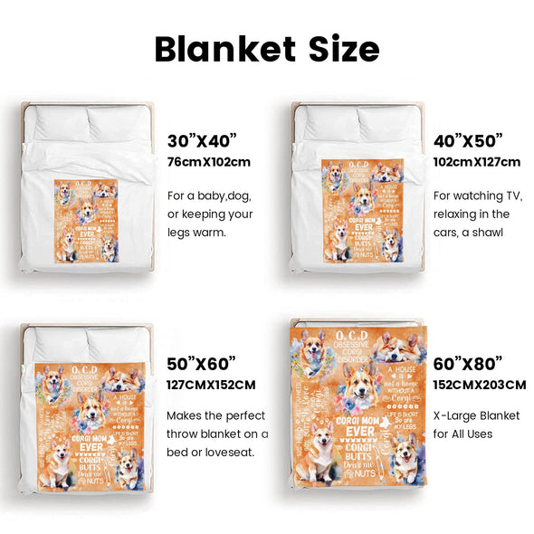 Corgi Blanket Fleece Throw Blanket Super Soft Warm Gifts for Baby Girls Boys Kids Mom Grandma Room Decor
