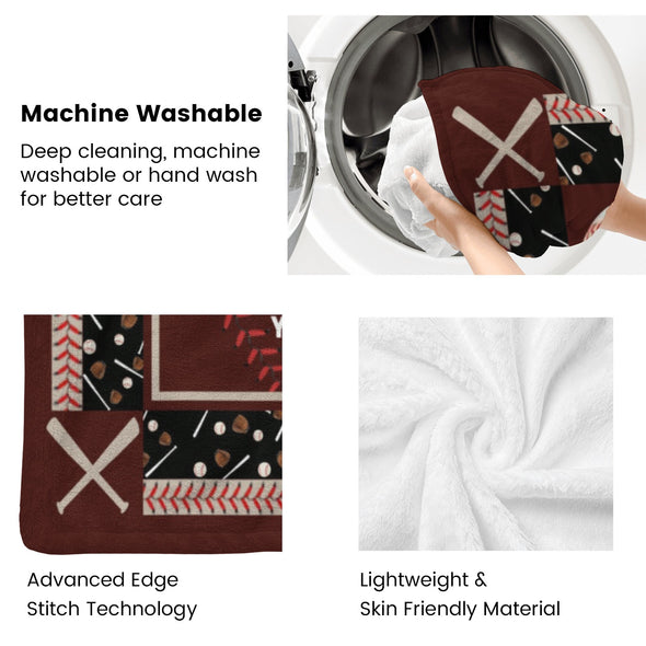 Baseball Pattern Blanket Fleece Throw Blanket Super Soft Warm Gifts for Baby Girls Boys Kids Mom Grandma Room Decor