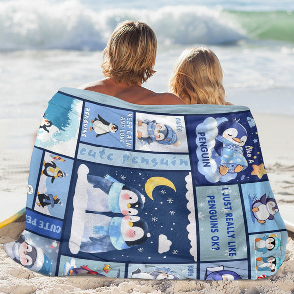 Penguin Blanket Fleece Throw Blanket Super Soft Warm Gifts for Baby Girls Boys Kids Mom Grandma Room Decor