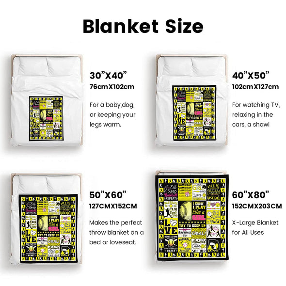 Baseball Pattern Blanket Fleece Throw Blanket Super Soft Warm Gifts for Baby Girls Boys Kids Mom Grandma Room Decor